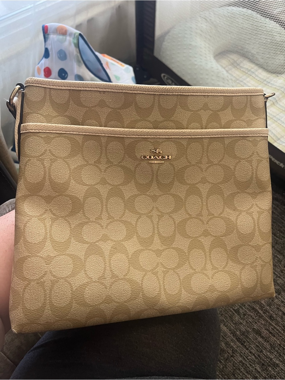 Coach Khaki Signature Canvas Crossbody Bag